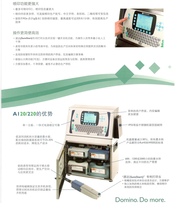 多米诺A120/220喷码机的优势