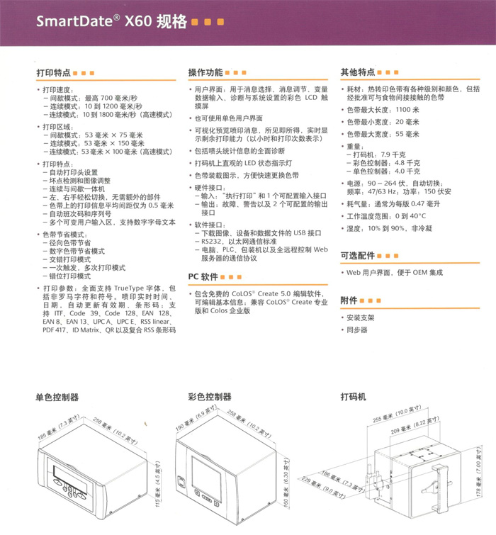 马肯依玛士X60热转印打码机打印特点及操作功能